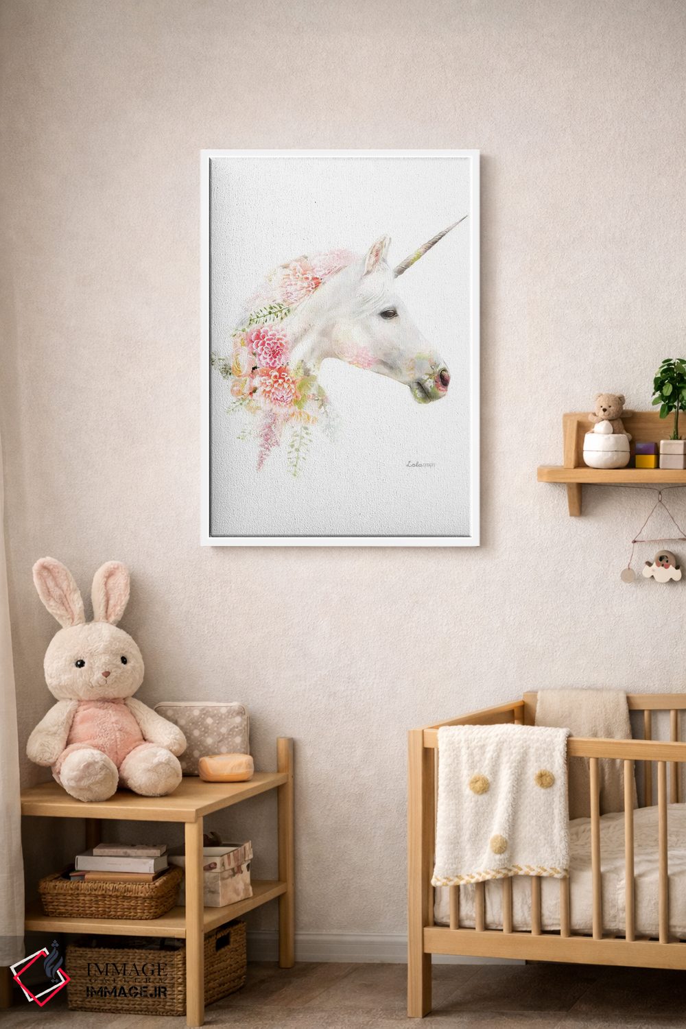 تابلو دکوراتیو اسب شاخدار گیاهی حیات وحش اثر لولا دیزاین - D3W