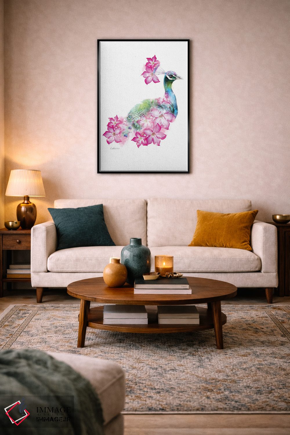 تابلو دکوراتیو طاووس گیاهی حیات وحش اثر لولا دیزاین - D4B