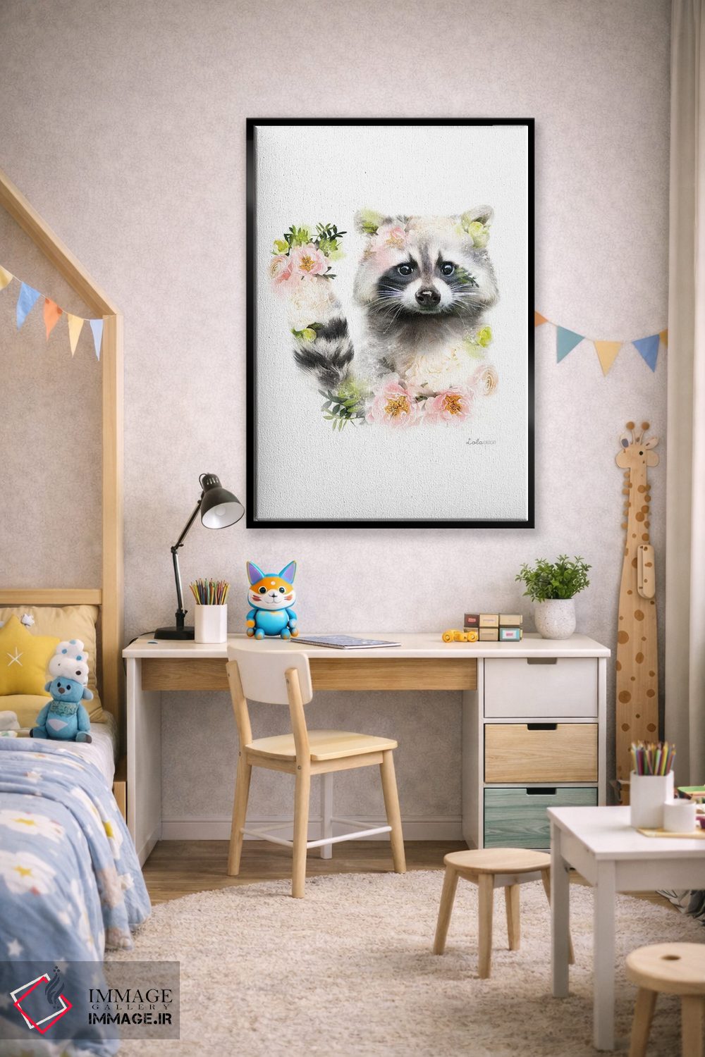 تابلو دکوراتیو راکون گیاهی حیات وحش اثر لولا دیزاین - D2B