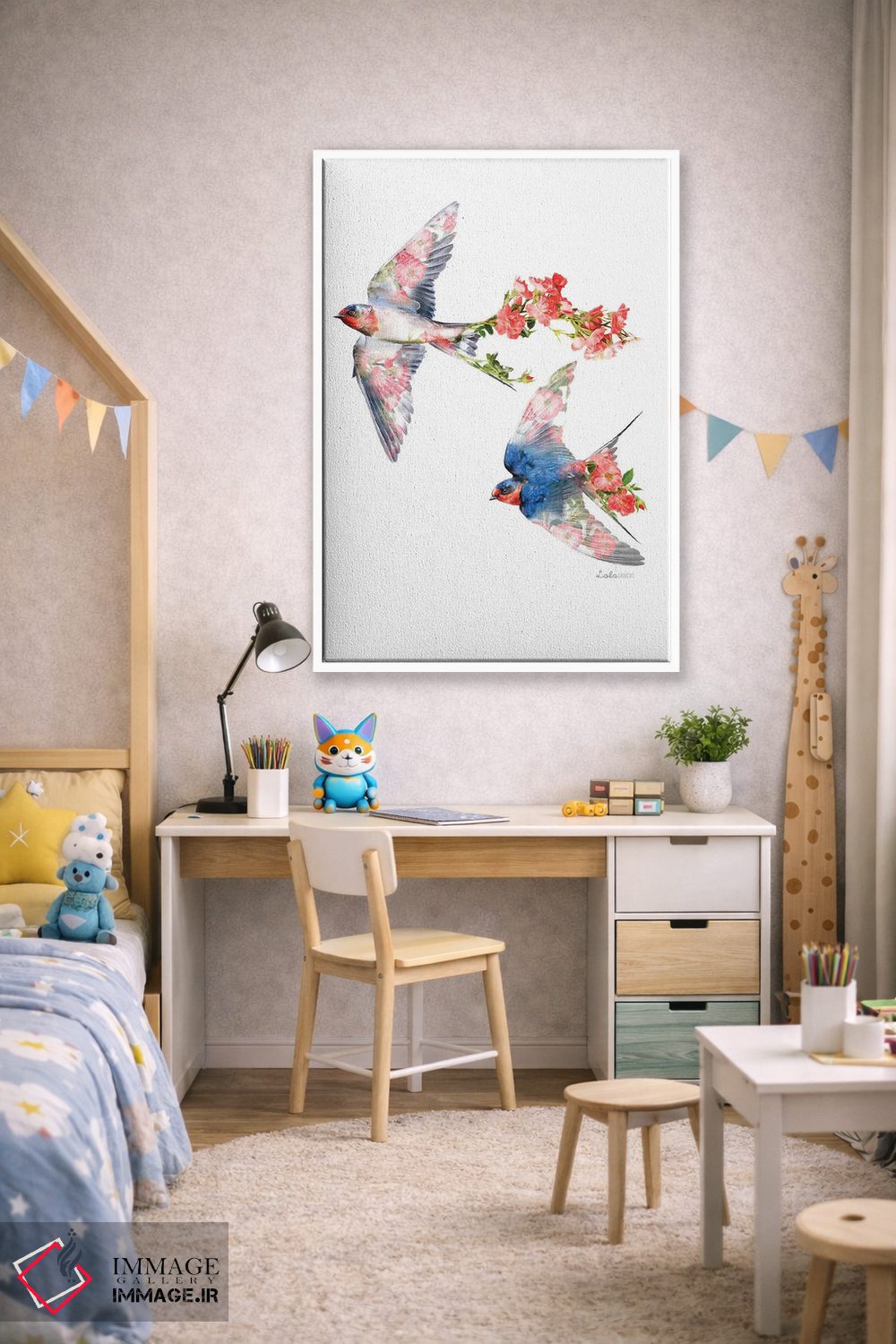 تابلو دکوراتیو پرستوهای گیاهی حیات وحش اثر لولا دیزاین - D1W