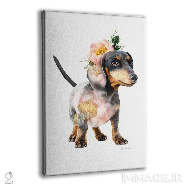 تابلو دکوراتیو داکسهوند گیاهی حیات وحش اثر لولا دیزاین - نمای پرسپکتیو محصول