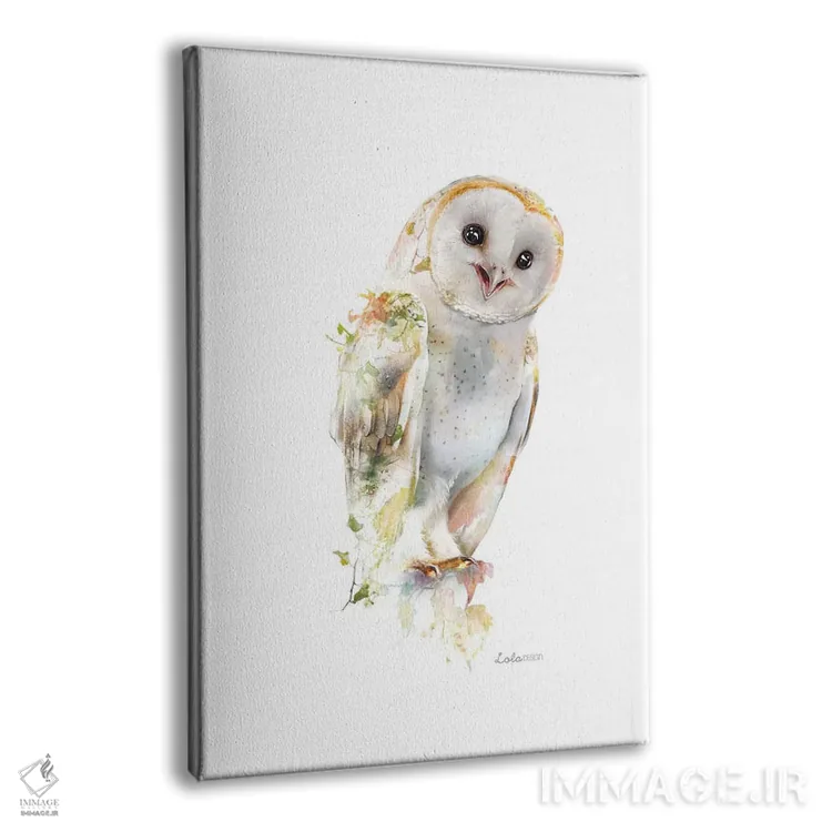 تابلو دکوراتیو جغد انباری میان پیچک با تم گیاهی و حیات وحش اثر لولا دیزاین - نمای پرسپکتیو محصول