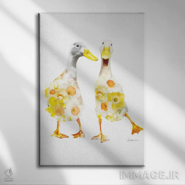 تابلو دکوراتیو پاتوهای دونده هندی با تم گیاهی و حیات وحش اثر لولا دیزاین - نمای روبهرو روی دیوار