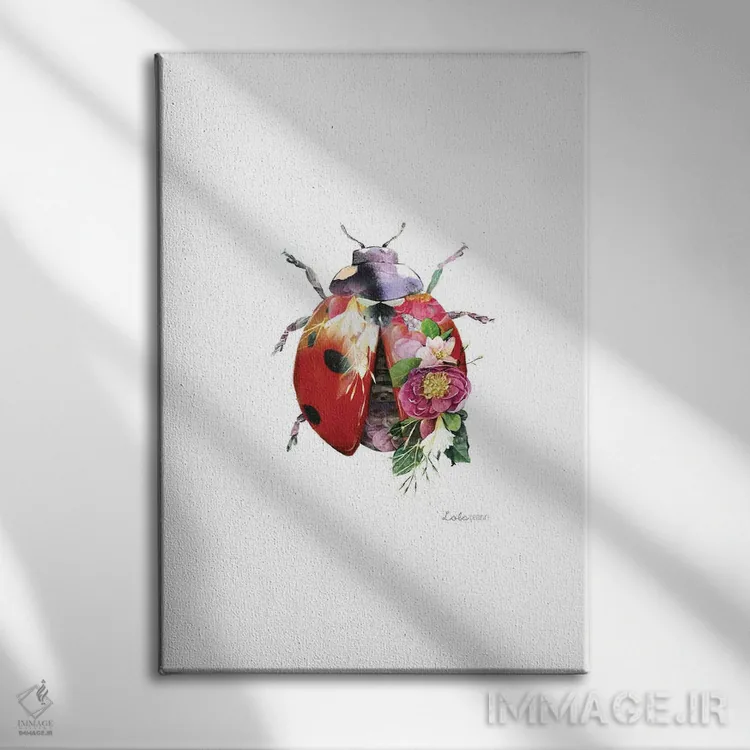 تابلو دکوراتیو کفشدوزک گیاهی حیات وحش اثر لولا دیزاین - نمای روبهرو روی دیوار