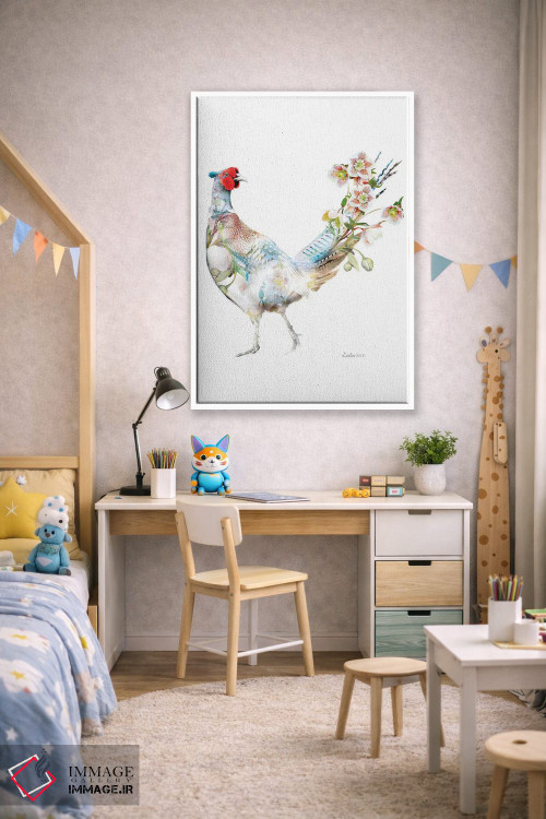 تابلو دکوراتیو قرقاول گل خربق گیاهی حیات وحش اثر لولا دیزاین - D1W