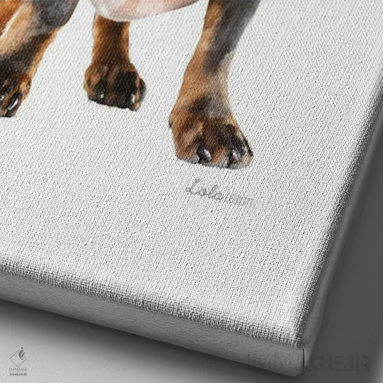 تابلو دکوراتیو داکسهوند گیاهی حیات وحش اثر لولا دیزاین - نمای نزدیک بافت بوم