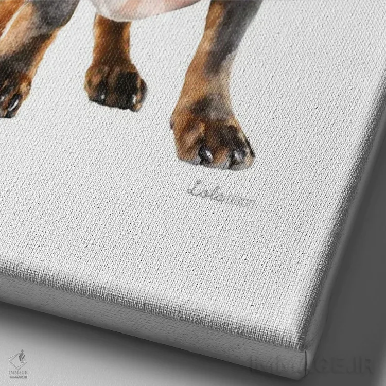 تابلو دکوراتیو داکسهوند گیاهی حیات وحش اثر لولا دیزاین - نمای نزدیک بافت بوم