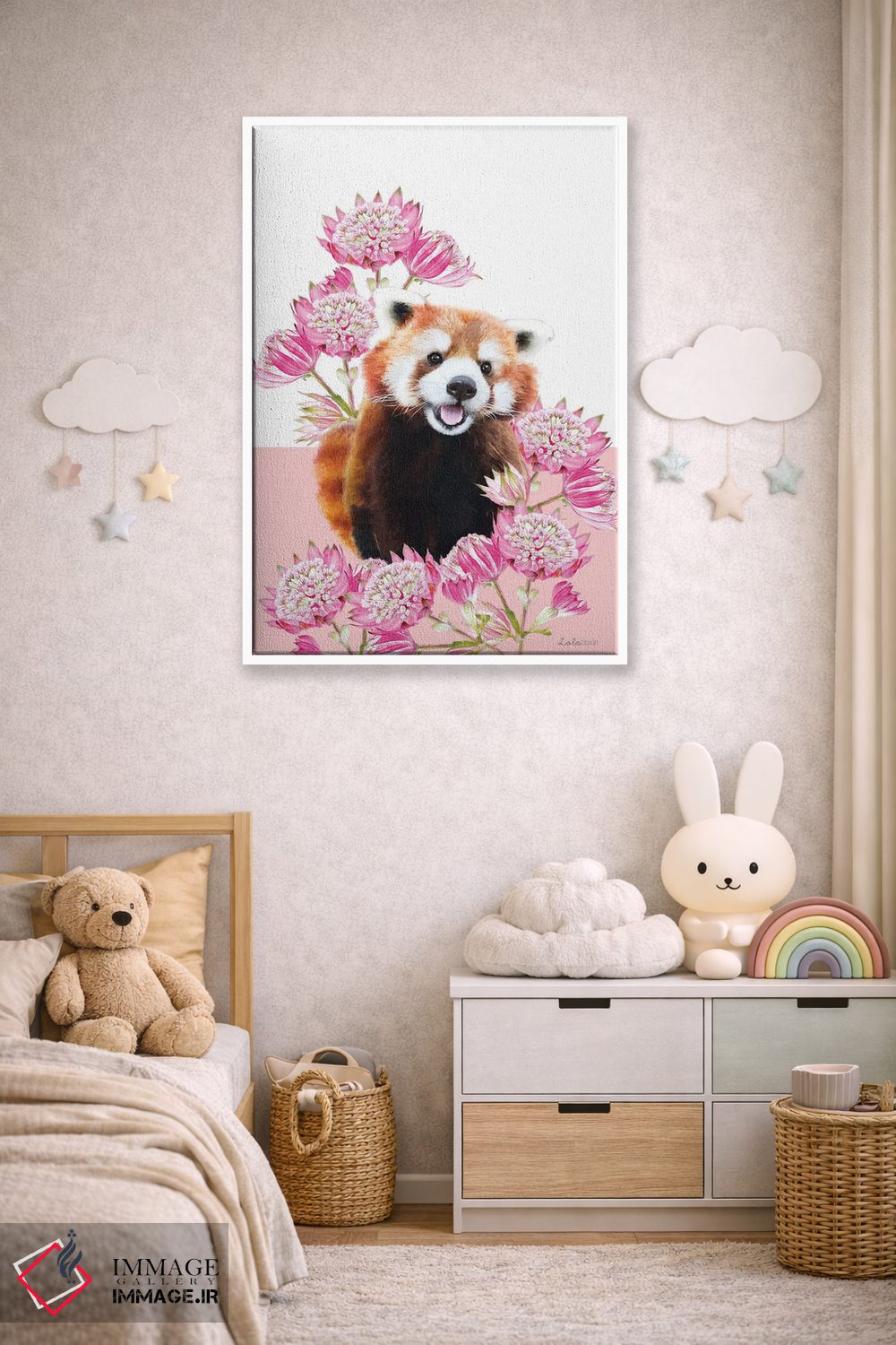تابلو دکوراتیو پاندای قرمز سافاری اثر لولا دیزاین - D4W