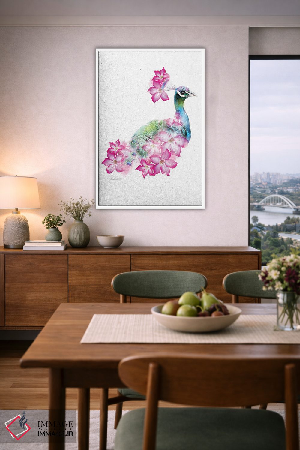 تابلو دکوراتیو طاووس گیاهی حیات وحش اثر لولا دیزاین - D6W