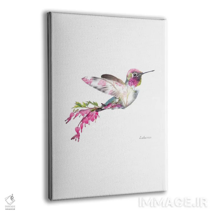 تابلو دکوراتیو مرغ مگس خوار با تم گیاهی و حیات وحش اثر لولا دیزاین - نمای پرسپکتیو محصول