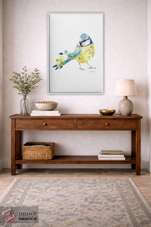 تابلو دکوراتیو کمرسیاه آبی گیاهی حیات وحش اثر لولا دیزاین - D4W