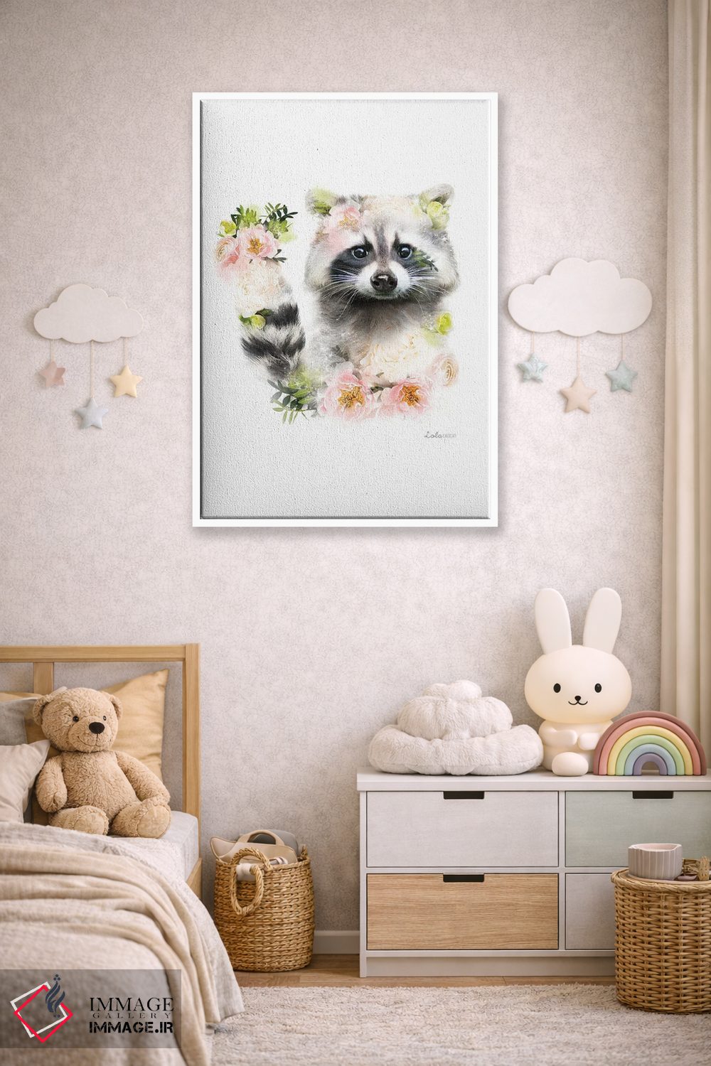 تابلو دکوراتیو راکون گیاهی حیات وحش اثر لولا دیزاین - D4W