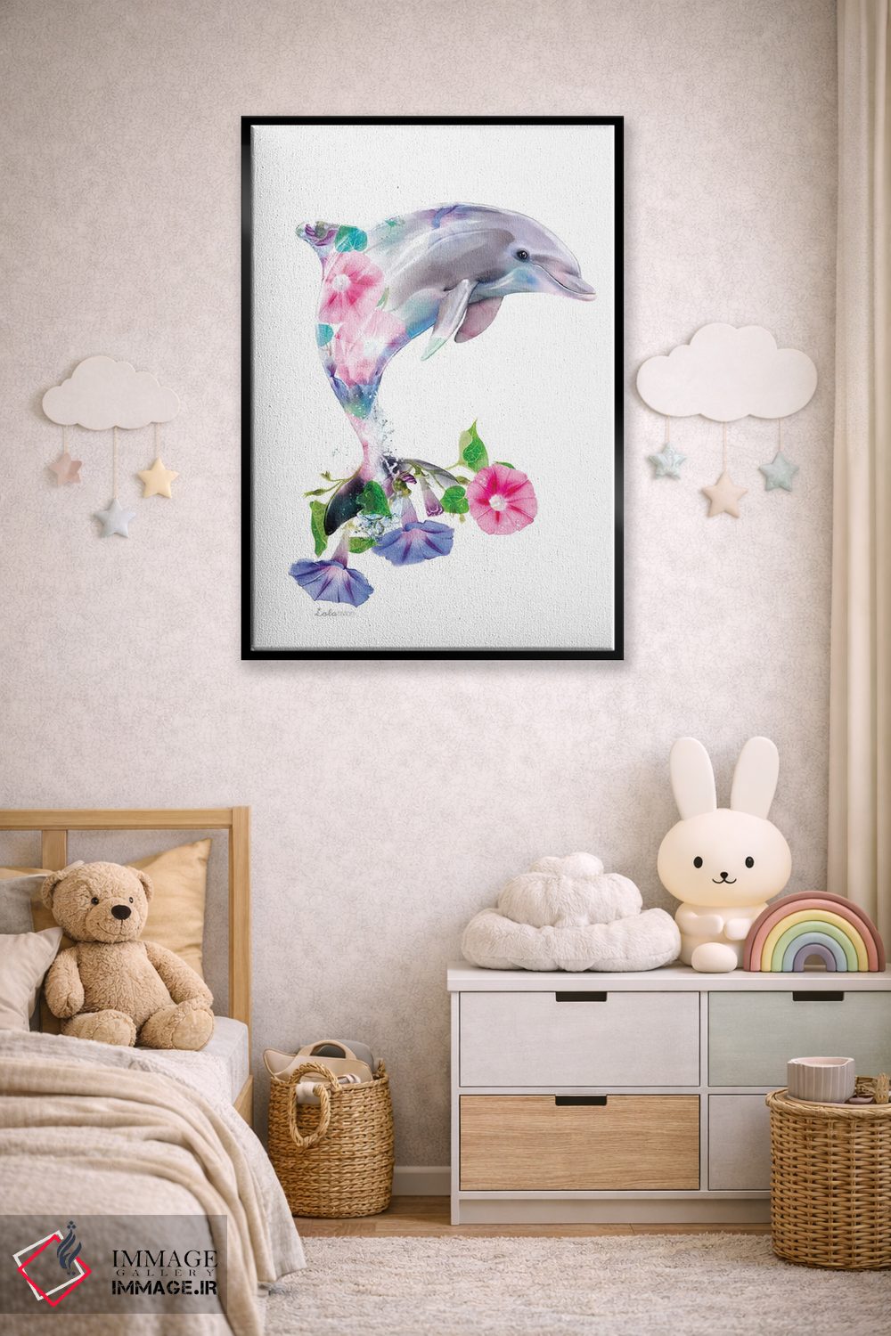 تابلو دکوراتیو دلفین گیاهی حیات وحش اثر لولا دیزاین - D6B