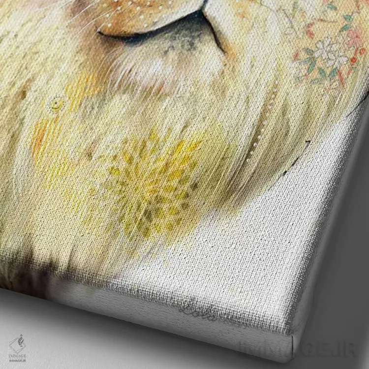 تابلو دکوراتیو شیر ویلدساید اثر لولا دیزاین - نمای نزدیک بافت بوم