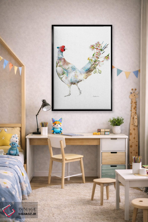 تابلو دکوراتیو قرقاول گل خربق گیاهی حیات وحش اثر لولا دیزاین - D2B