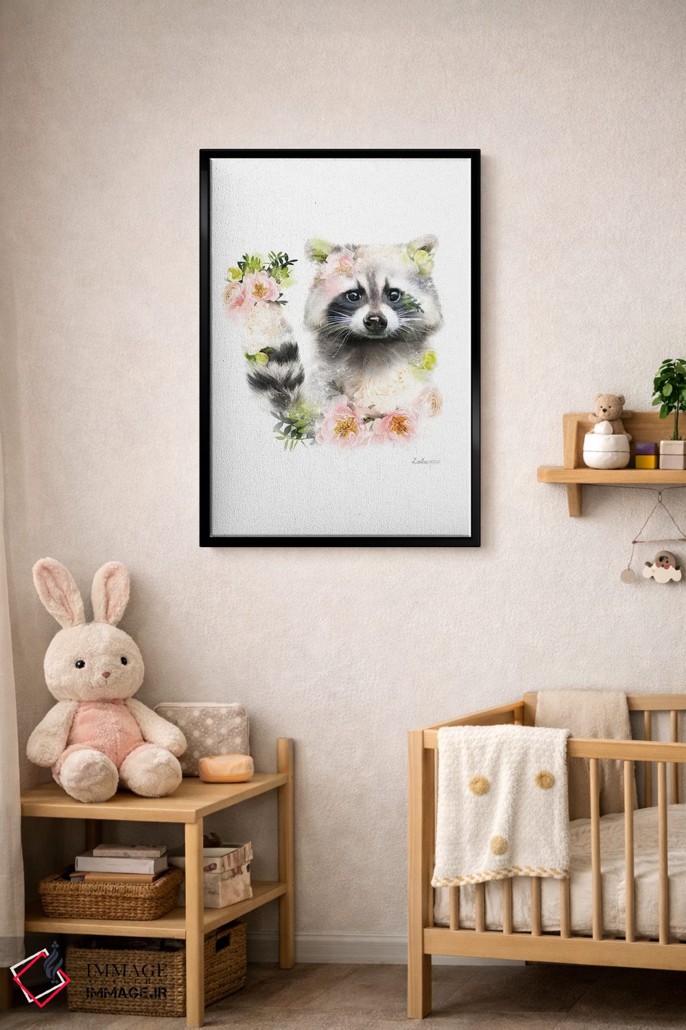 تابلو دکوراتیو راکون گیاهی حیات وحش اثر لولا دیزاین - D5B