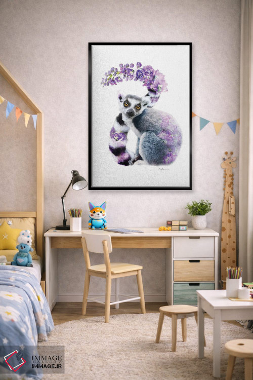 تابلو دکوراتیو لمور گیاهی حیات وحش اثر لولا دیزاین - D2B