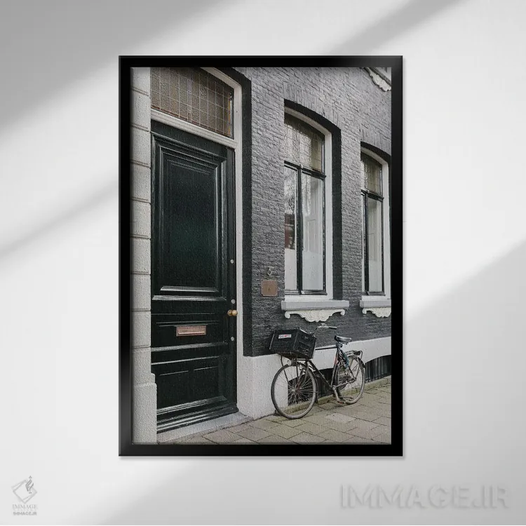 تابلو دکوراتیو دوچرخه آمستردام اثر لاولی لیتل هوم کو - نمای قابدار مشکی