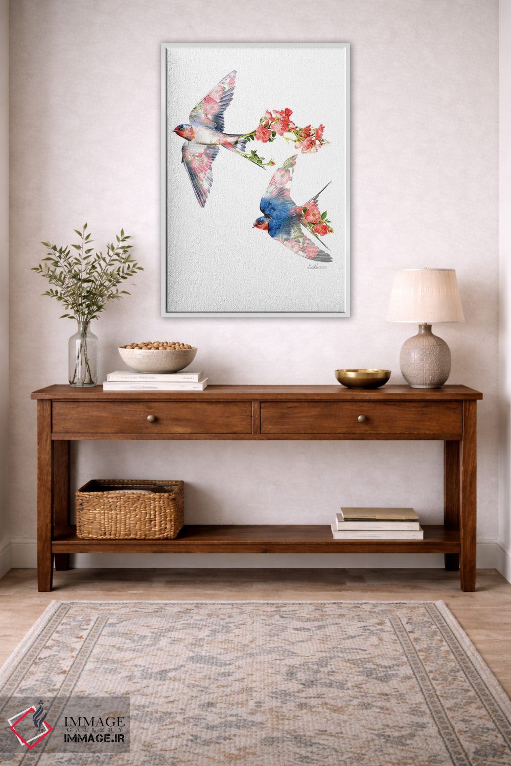 تابلو دکوراتیو پرستوهای گیاهی حیات وحش اثر لولا دیزاین - D4W