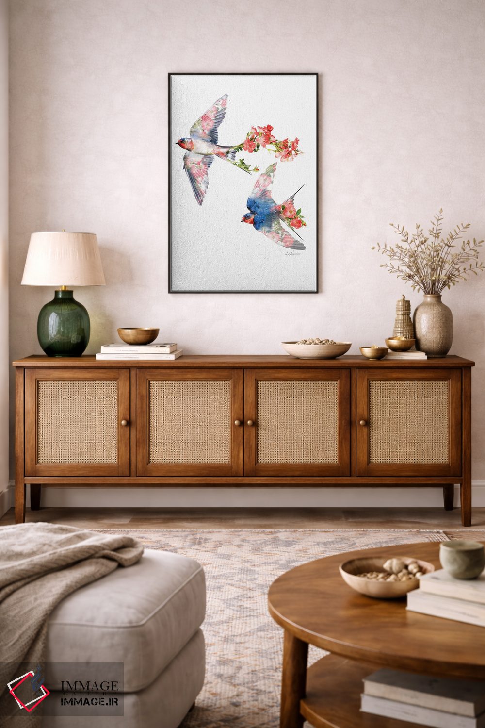 تابلو دکوراتیو پرستوهای گیاهی حیات وحش اثر لولا دیزاین - D6B