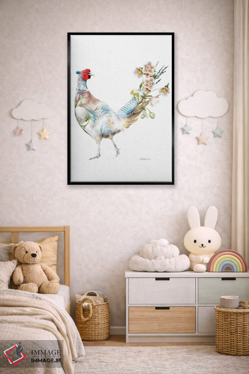 تابلو دکوراتیو قرقاول گل خربق گیاهی حیات وحش اثر لولا دیزاین - D6B