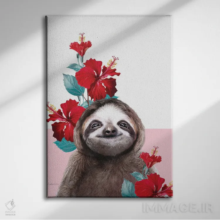 تابلو دکوراتیو تنبل جنگلی اثر لولا دیزاین - نمای روبهرو روی دیوار