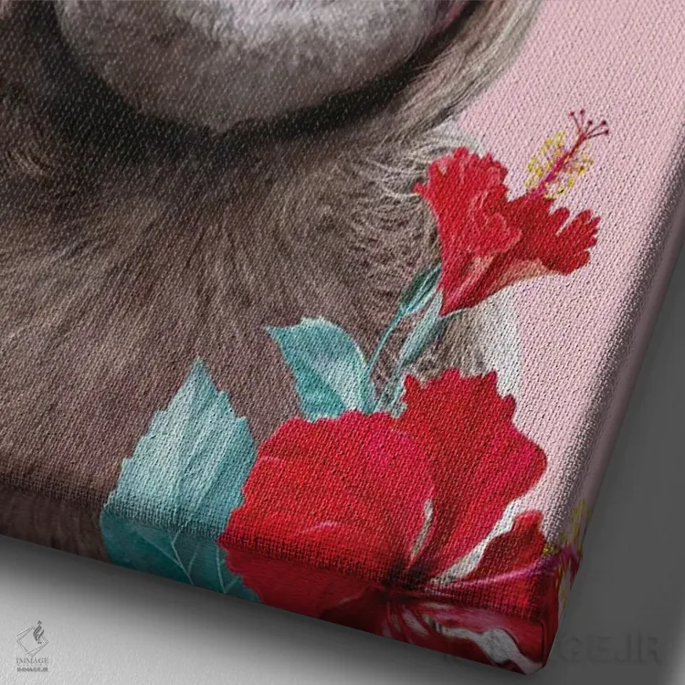 تابلو دکوراتیو تنبل جنگلی اثر لولا دیزاین - نمای نزدیک بافت بوم