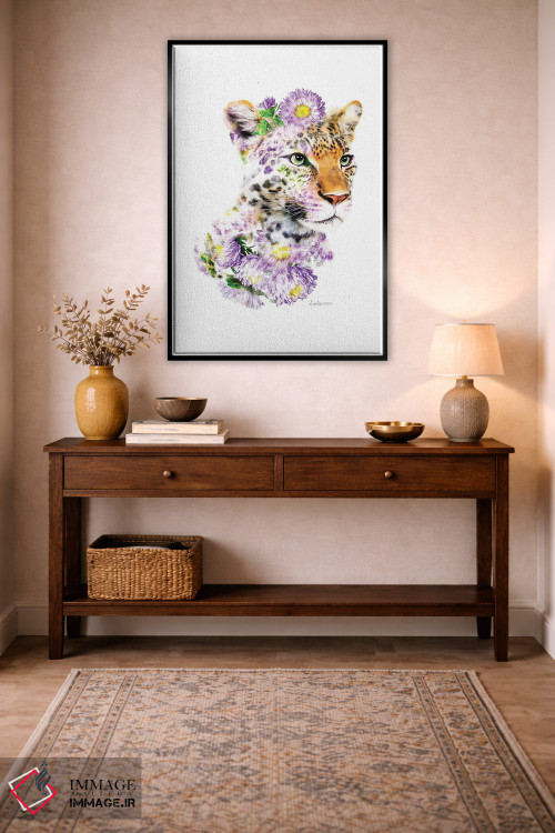 تابلو دکوراتیو پلنگ گیاهی حیات وحش اثر لولا دیزاین - D6B