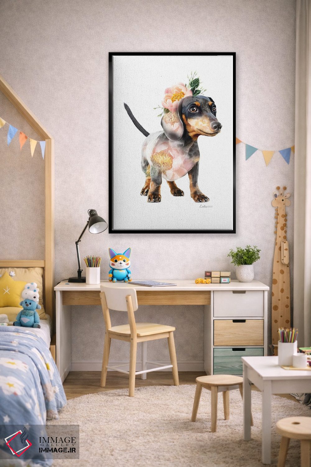 تابلو دکوراتیو داکسهوند گیاهی حیات وحش اثر لولا دیزاین - D2B