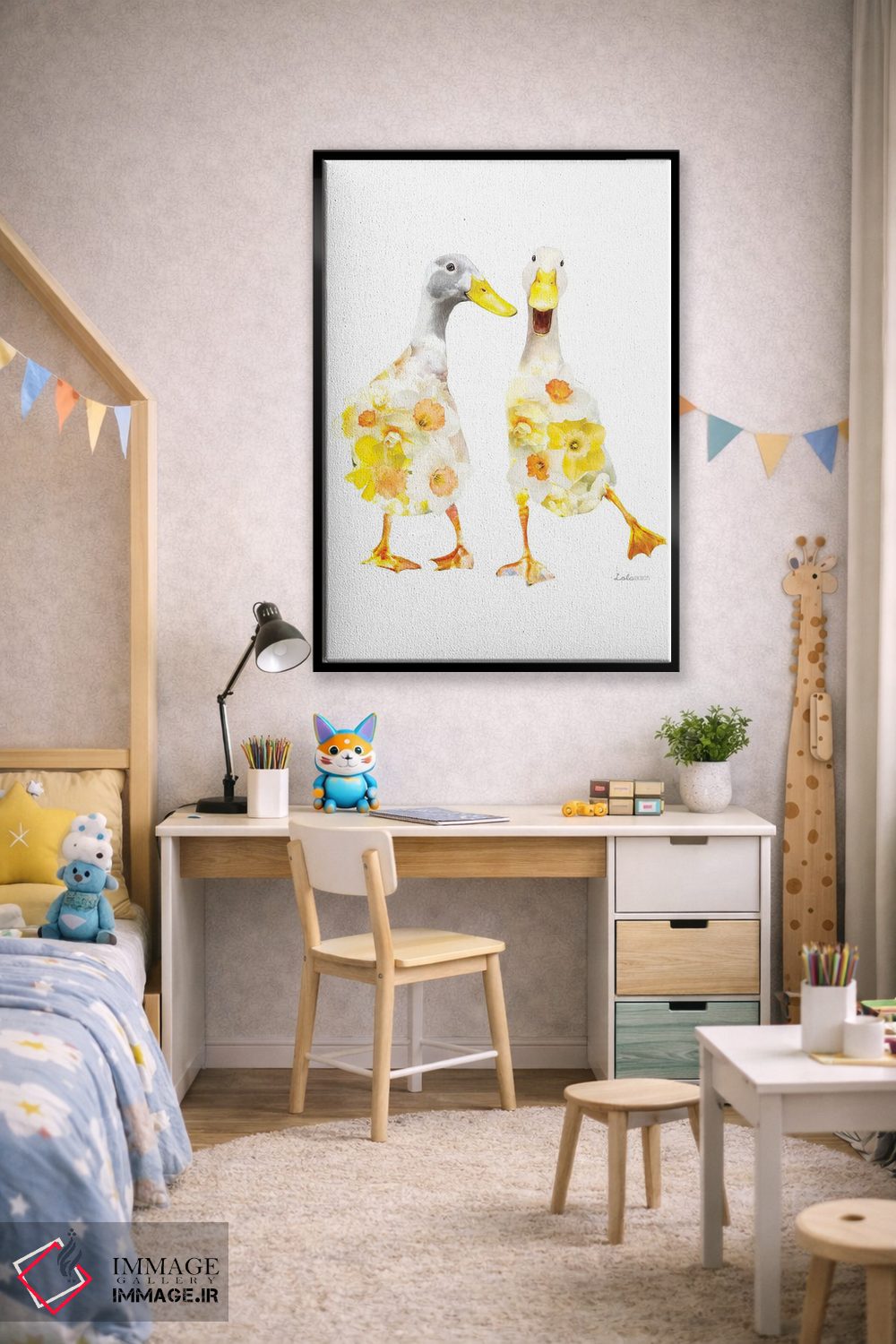 تابلو دکوراتیو پاتوهای دونده هندی با تم گیاهی و حیات وحش اثر لولا دیزاین - D2B