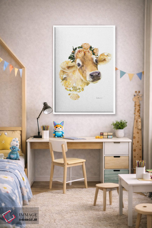 تابلو دکوراتیو گاو جرسی با تم گیاهی و حیات وحش اثر لولا دیزاین - D1W