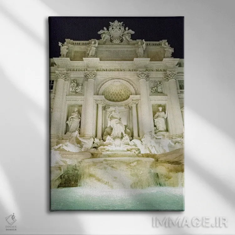 تابلو دکوراتیو Rome, Italy,فواره تروی در شب، رم، ایتالیا اثر لاولی لیتل هوم کو - نمای روبهرو روی دیوار