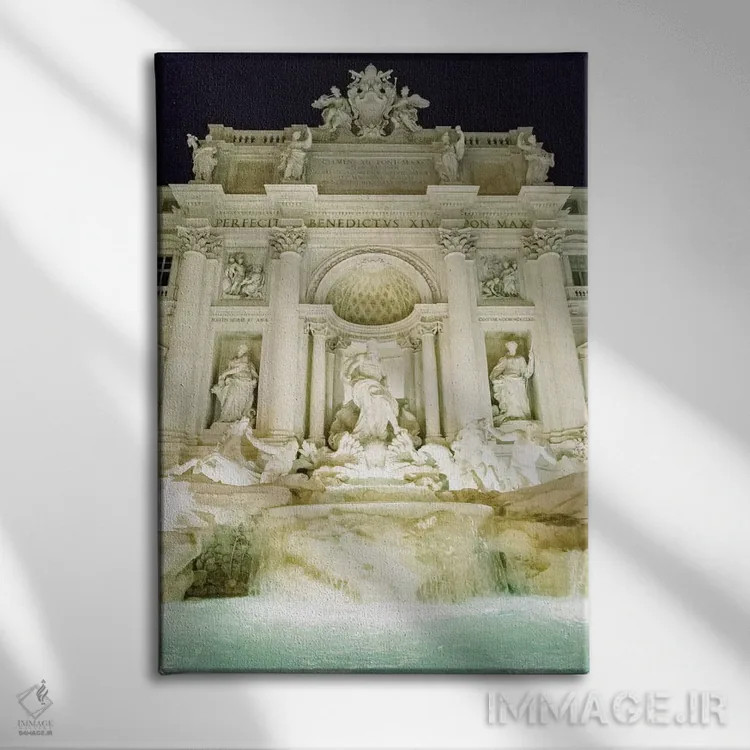 تابلو دکوراتیو Rome, Italy,فواره تروی در شب، رم، ایتالیا اثر لاولی لیتل هوم کو - نمای روبهرو روی دیوار