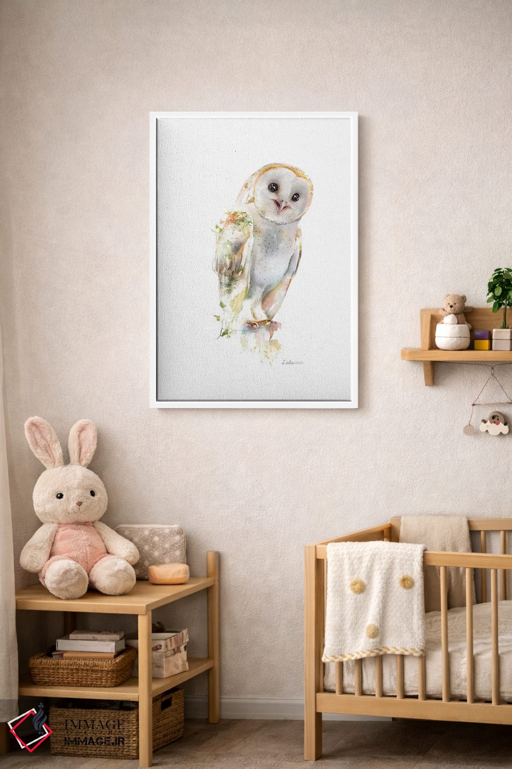 تابلو دکوراتیو جغد انباری میان پیچک با تم گیاهی و حیات وحش اثر لولا دیزاین - D3W