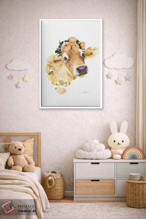 تابلو دکوراتیو گاو جرسی با تم گیاهی و حیات وحش اثر لولا دیزاین - D3W
