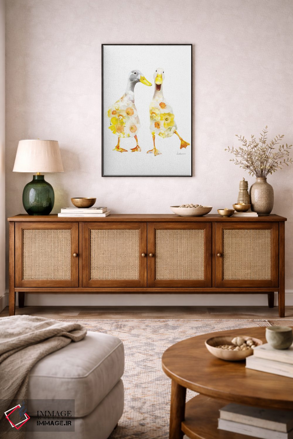 تابلو دکوراتیو پاتوهای دونده هندی با تم گیاهی و حیات وحش اثر لولا دیزاین - D6B