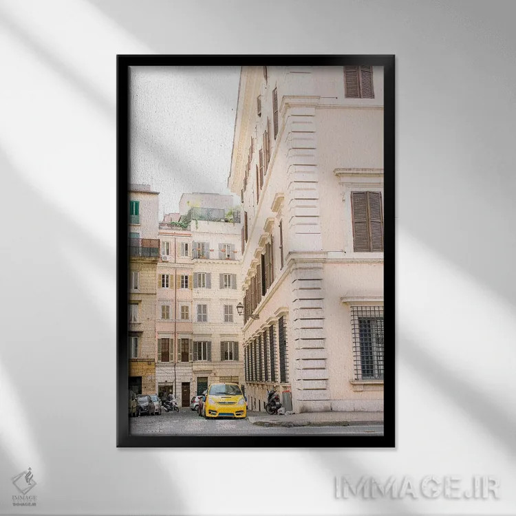 تابلو دکوراتیو Italy,خیابان های رم، ایتالیا اثر لاولی لیتل هوم کو - نمای قابدار مشکی