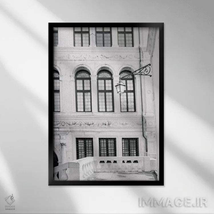 تابلو دکوراتیو Italy In Black & White,ونیز، ایتالیا اثر لاولی لیتل هوم کو - نمای قابدار مشکی