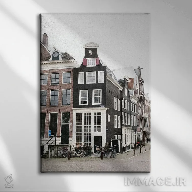 تابلو دکوراتیو Amsterdam,خانه های کانالی شماره ۳، آمستردام اثر لاولی لیتل هوم کو - نمای روبهرو روی دیوار