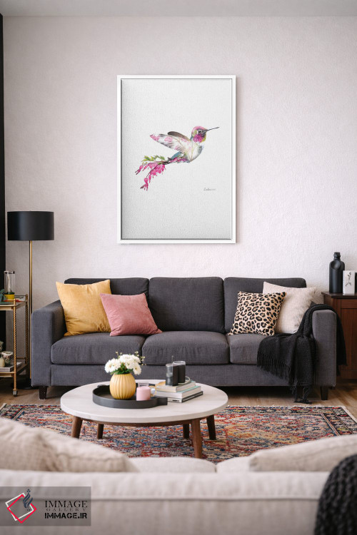 تابلو دکوراتیو مرغ مگس خوار با تم گیاهی و حیات وحش اثر لولا دیزاین - D3W