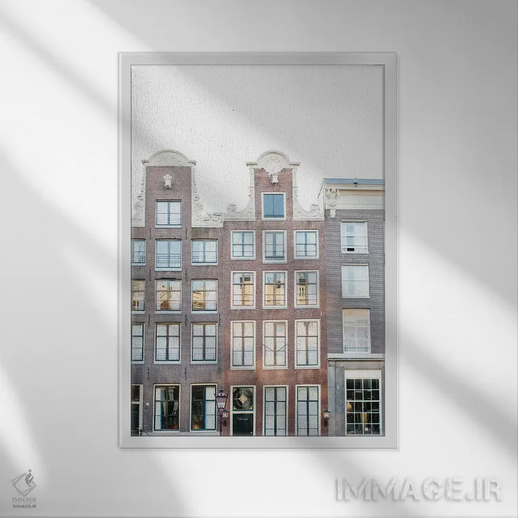 تابلو دکوراتیو Amsterdam,خانه های کانالی شماره ۲، آمستردام اثر لاولی لیتل هوم کو - نمای قابدار سفید