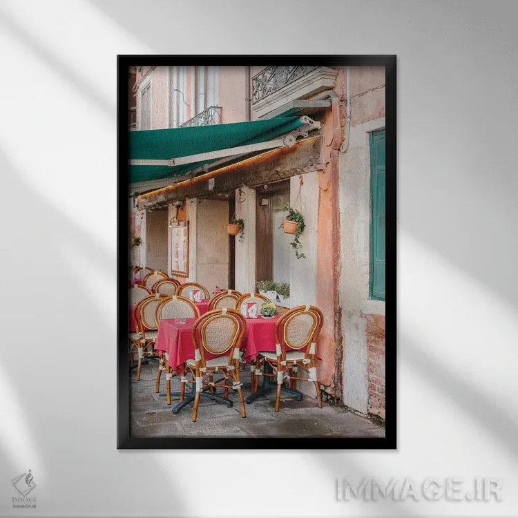 تابلو دکوراتیو Venice, Italy,کافه، ونیز، ایتالیا اثر لاولی لیتل هوم کو - نمای قابدار مشکی