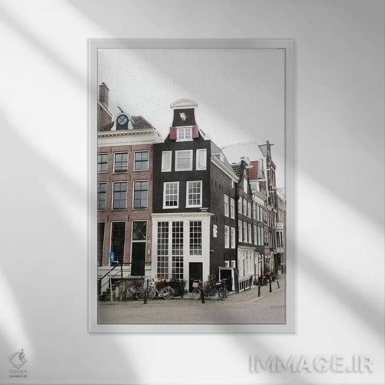 تابلو دکوراتیو Amsterdam,خانه های کانالی شماره ۳، آمستردام اثر لاولی لیتل هوم کو - نمای قابدار سفید