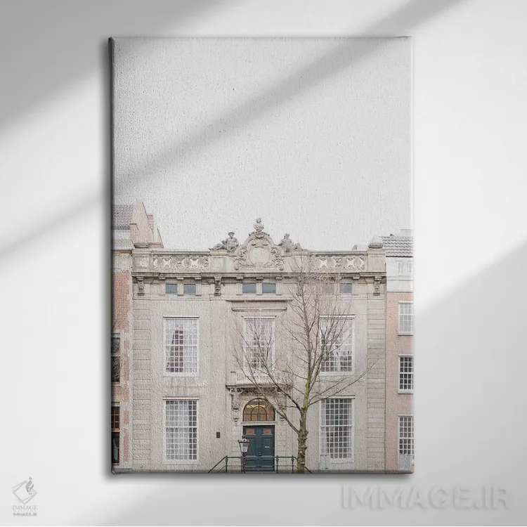 تابلو دکوراتیو Amsterdam,خانه های کانالی رنگ پریده شماره ۱، آمستردام اثر لاولی لیتل هوم کو - نمای روبهرو روی دیوار