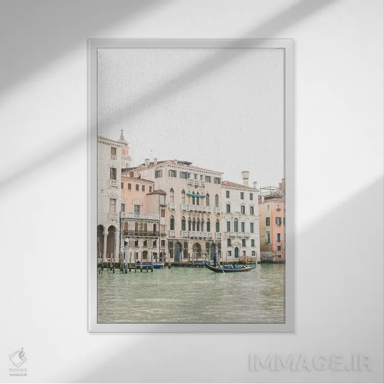 تابلو دکوراتیو Venice, Italy,ساختمان های کنار کانال شماره ۱، ونیز، ا… اثر لاولی لیتل هوم کو - نمای قابدار سفید