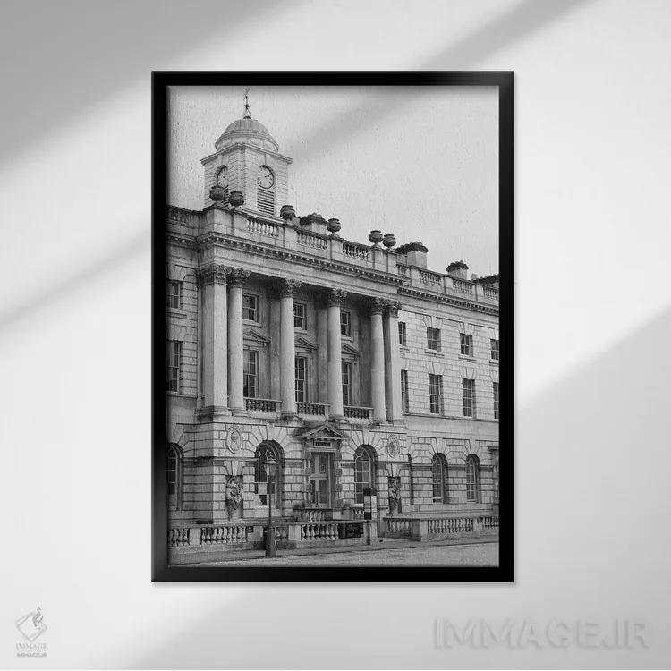 تابلو دکوراتیو London, England In Black & White,ساختمان، لندن، انگلس… اثر لاولی لیتل هوم کو - نمای قابدار مشکی