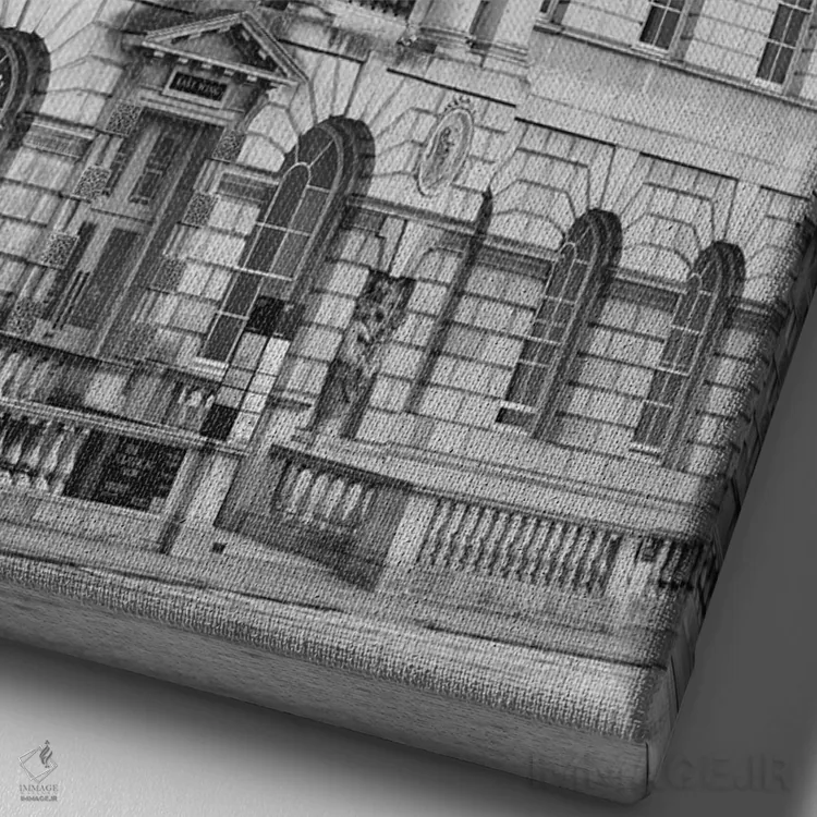 تابلو دکوراتیو London, England In Black & White,ساختمان، لندن، انگلس… اثر لاولی لیتل هوم کو - نمای نزدیک بافت بوم