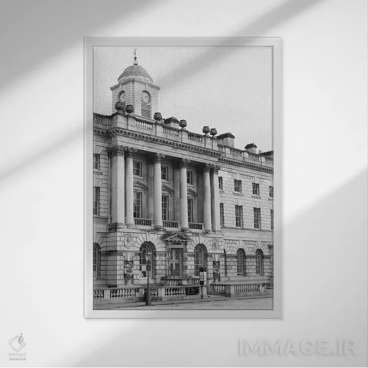 تابلو دکوراتیو London, England In Black & White,ساختمان، لندن، انگلس… اثر لاولی لیتل هوم کو - نمای قابدار سفید
