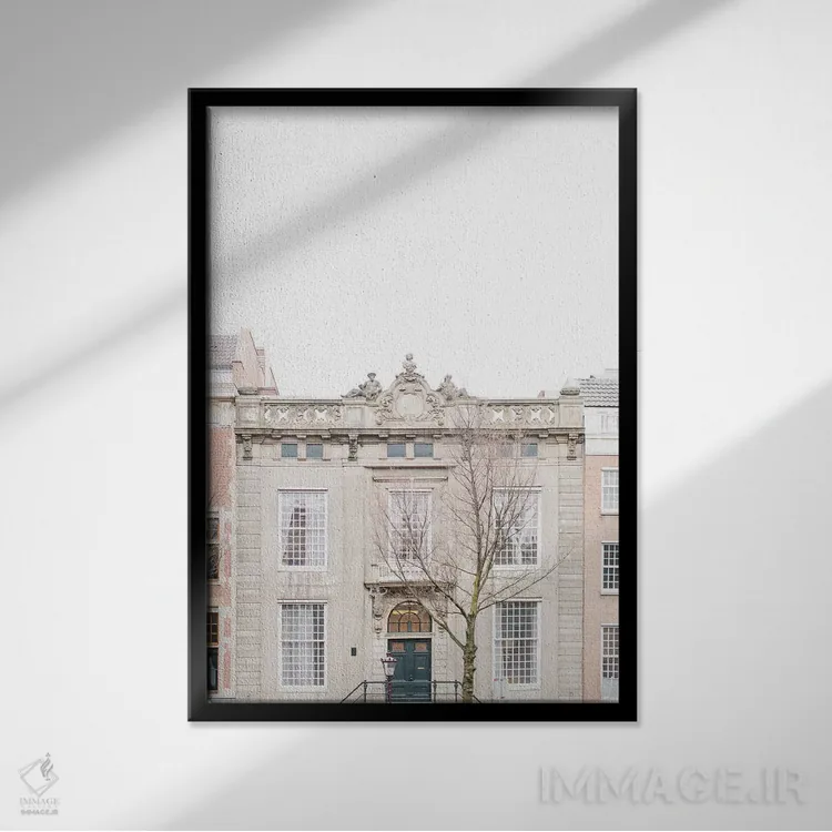 تابلو دکوراتیو Amsterdam,خانه های کانالی رنگ پریده شماره ۱، آمستردام اثر لاولی لیتل هوم کو - نمای قابدار مشکی