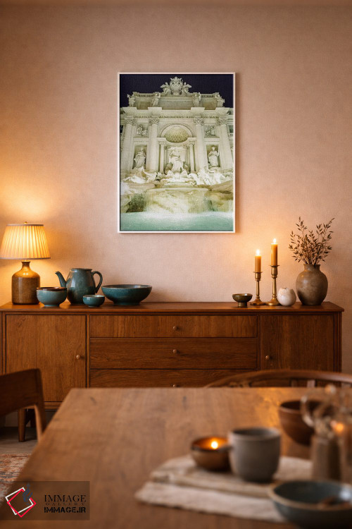 تابلو دکوراتیو Rome, Italy,فواره تروی در شب، رم، ایتالیا اثر لاولی لیتل هوم کو - D5W